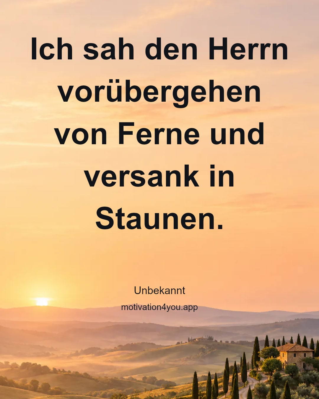 Ich sah den Herrn vorübergehen von Ferne und versank in Staunen.