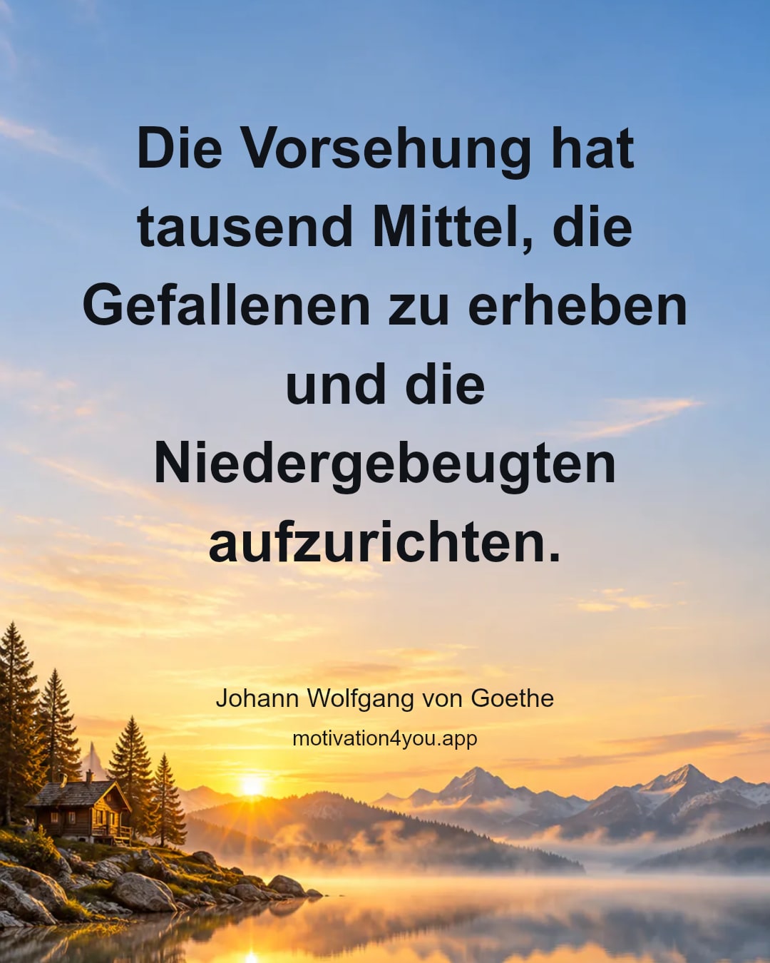 Die Vorsehung hat tausend Mittel, die Gefallenen zu erheben und die Niedergebeugten aufzurichten.