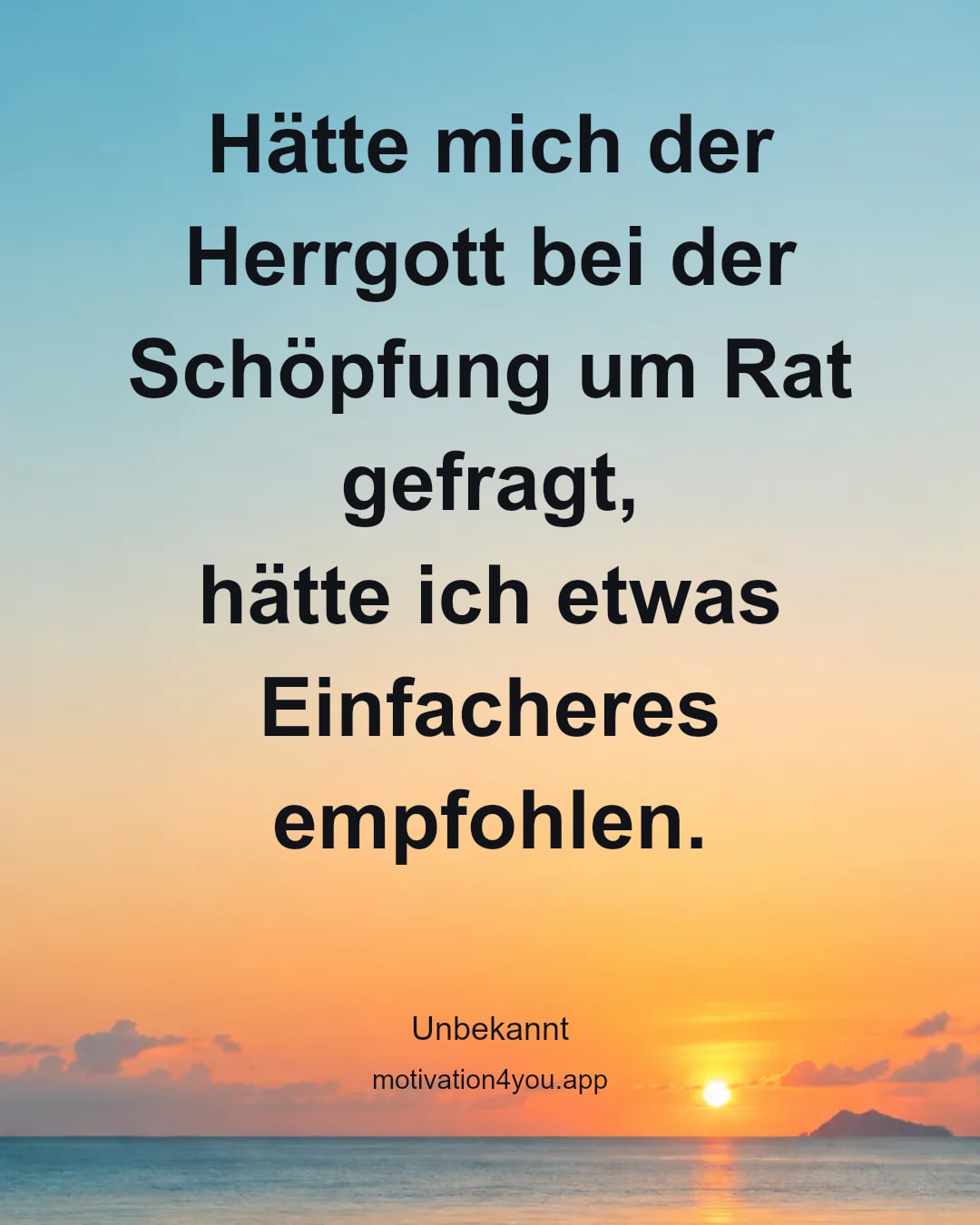 Hätte mich der Herrgott bei der Schöpfung um Rat gefragt,
hätte ich etwas Einfacheres empfohlen.