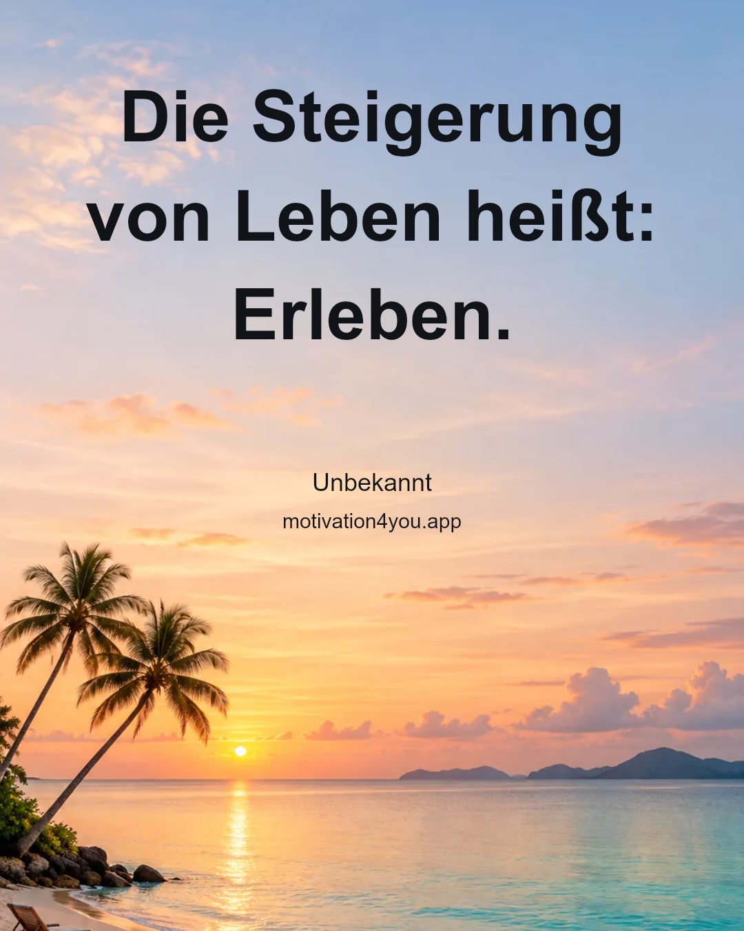 Die Steigerung von Leben heißt: Erleben.