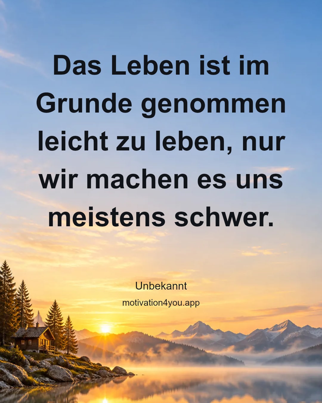 Das Leben ist im Grunde genommen leicht zu leben, nur wir machen es uns meistens schwer.