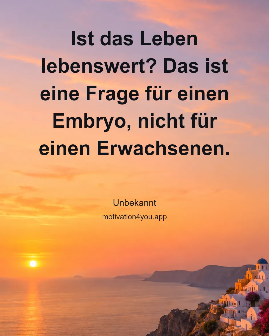 Ist das Leben lebenswert? Das ist eine Frage für einen Embryo, nicht für einen Erwachsenen.