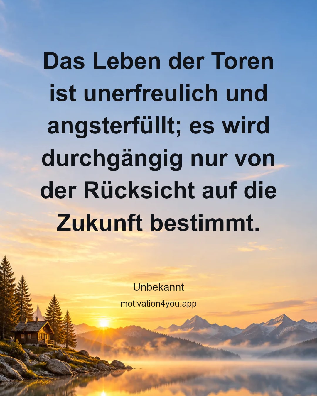 Das Leben der Toren ist unerfreulich und angsterfüllt; es wird durchgängig nur von der Rücksicht auf die Zukunft bestimmt.