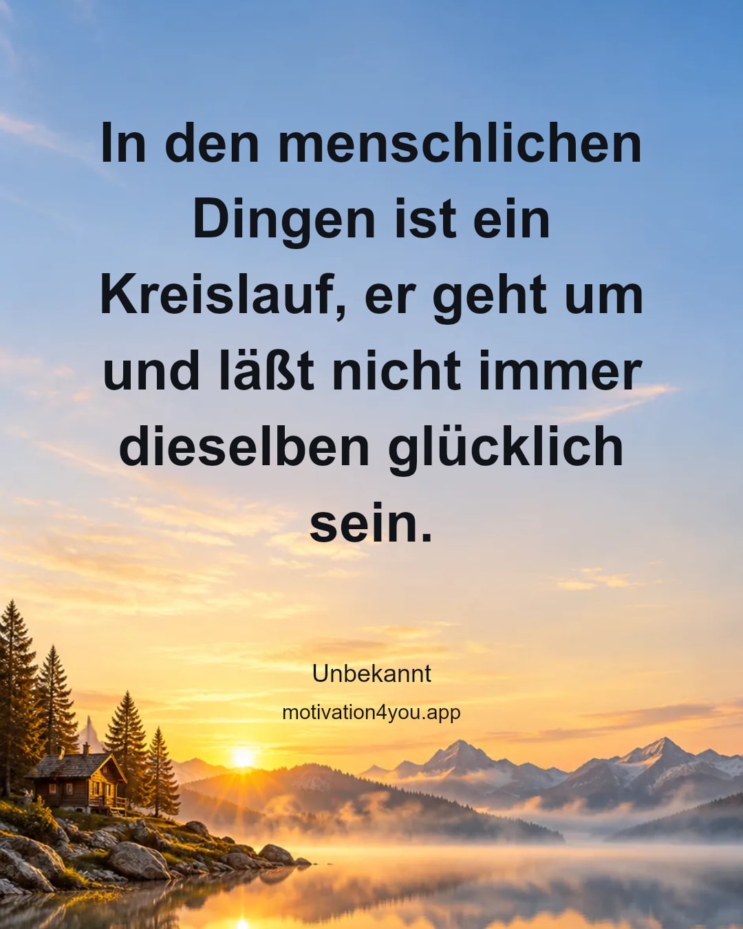 In den menschlichen Dingen ist ein Kreislauf, er geht um und läßt nicht immer dieselben glücklich sein.