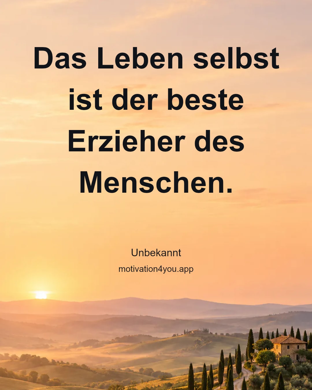 Das Leben selbst ist der beste Erzieher des Menschen.