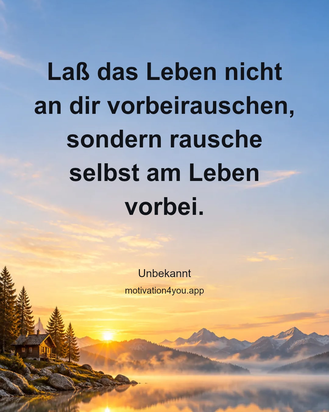 Laß das Leben nicht an dir vorbeirauschen,
sondern rausche selbst am Leben vorbei.
