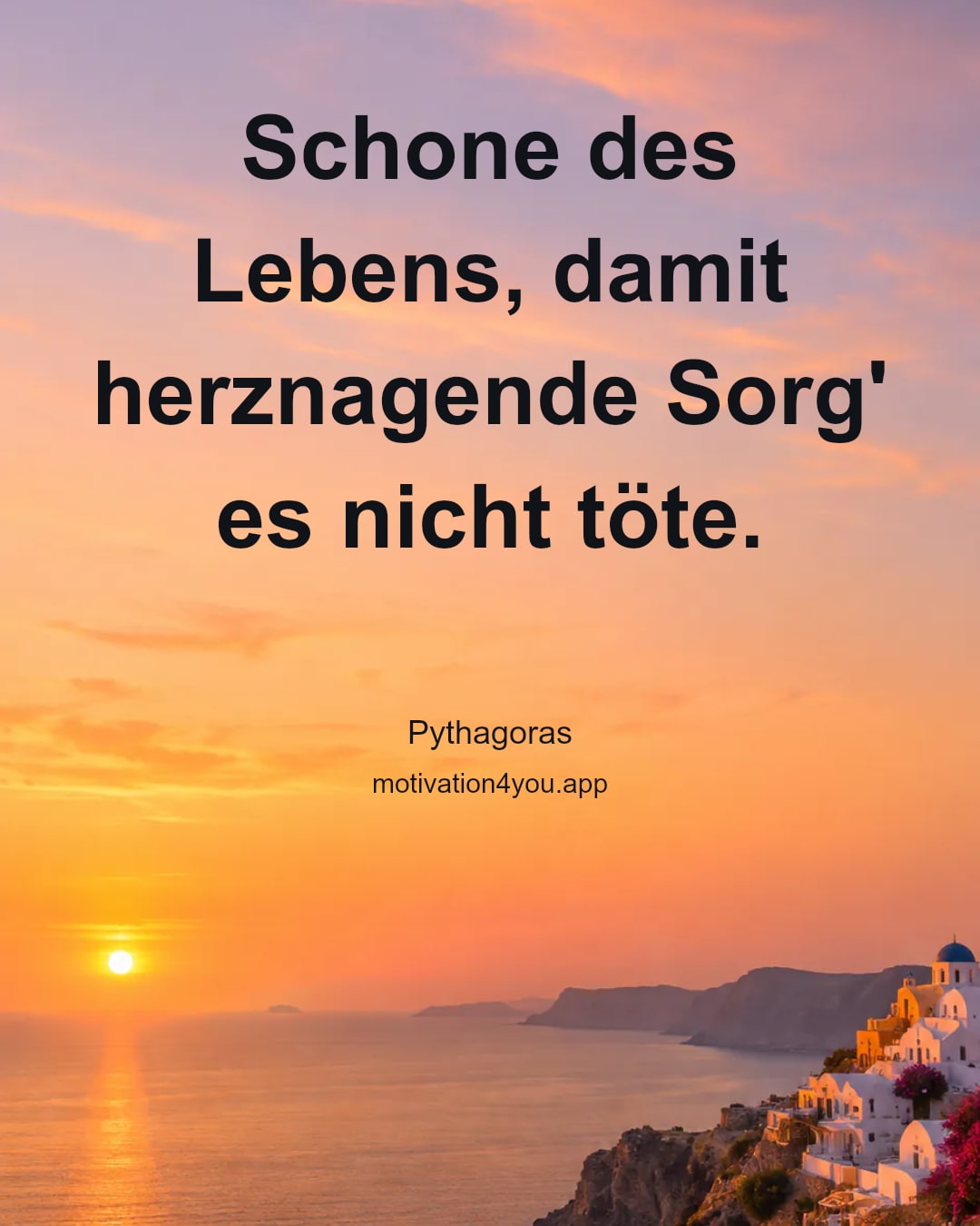 Schone des Lebens, damit herznagende Sorg' es nicht töte.