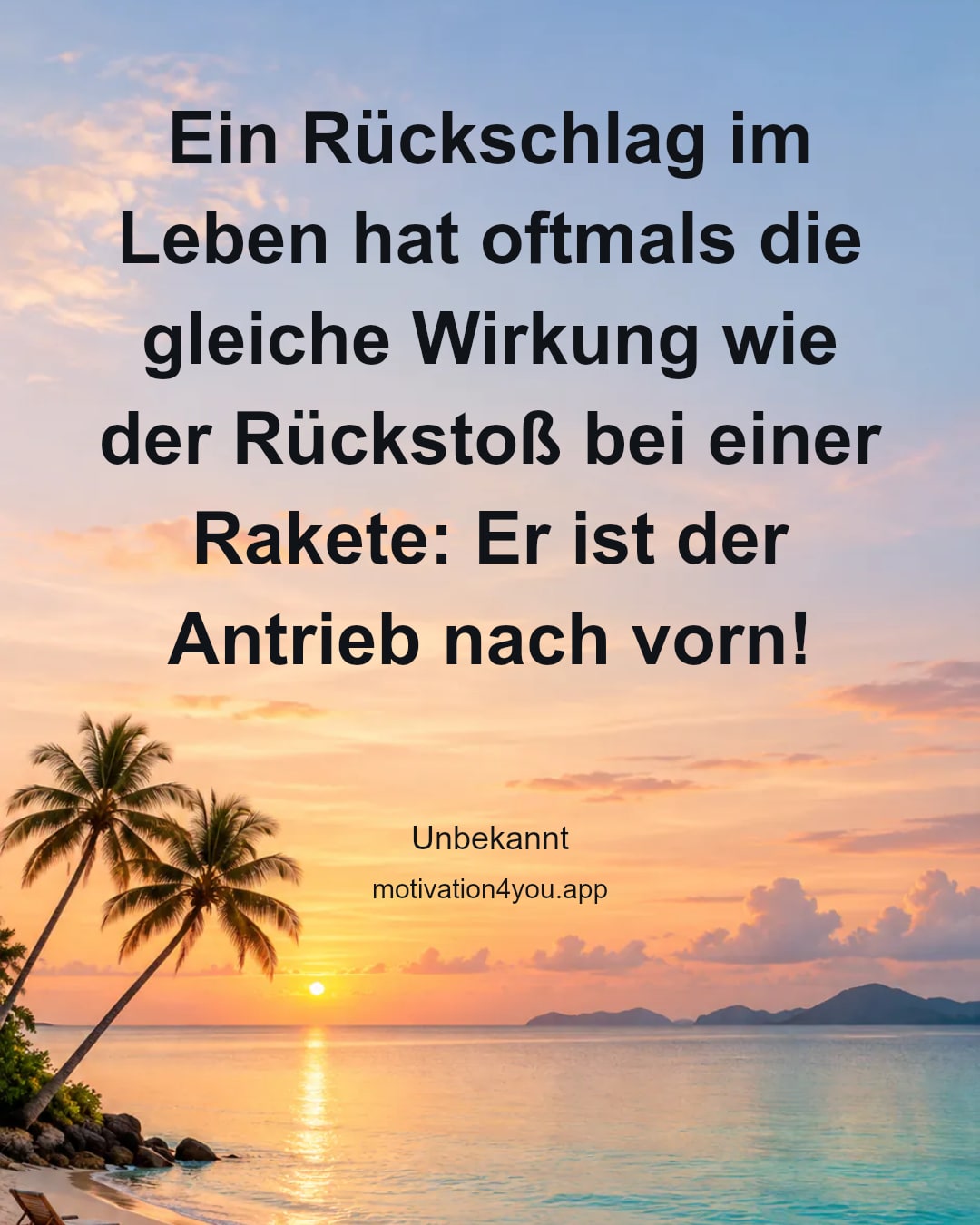 Ein Rückschlag im Leben hat oftmals die gleiche Wirkung wie der Rückstoß bei einer Rakete: Er ist der Antrieb nach vorn!