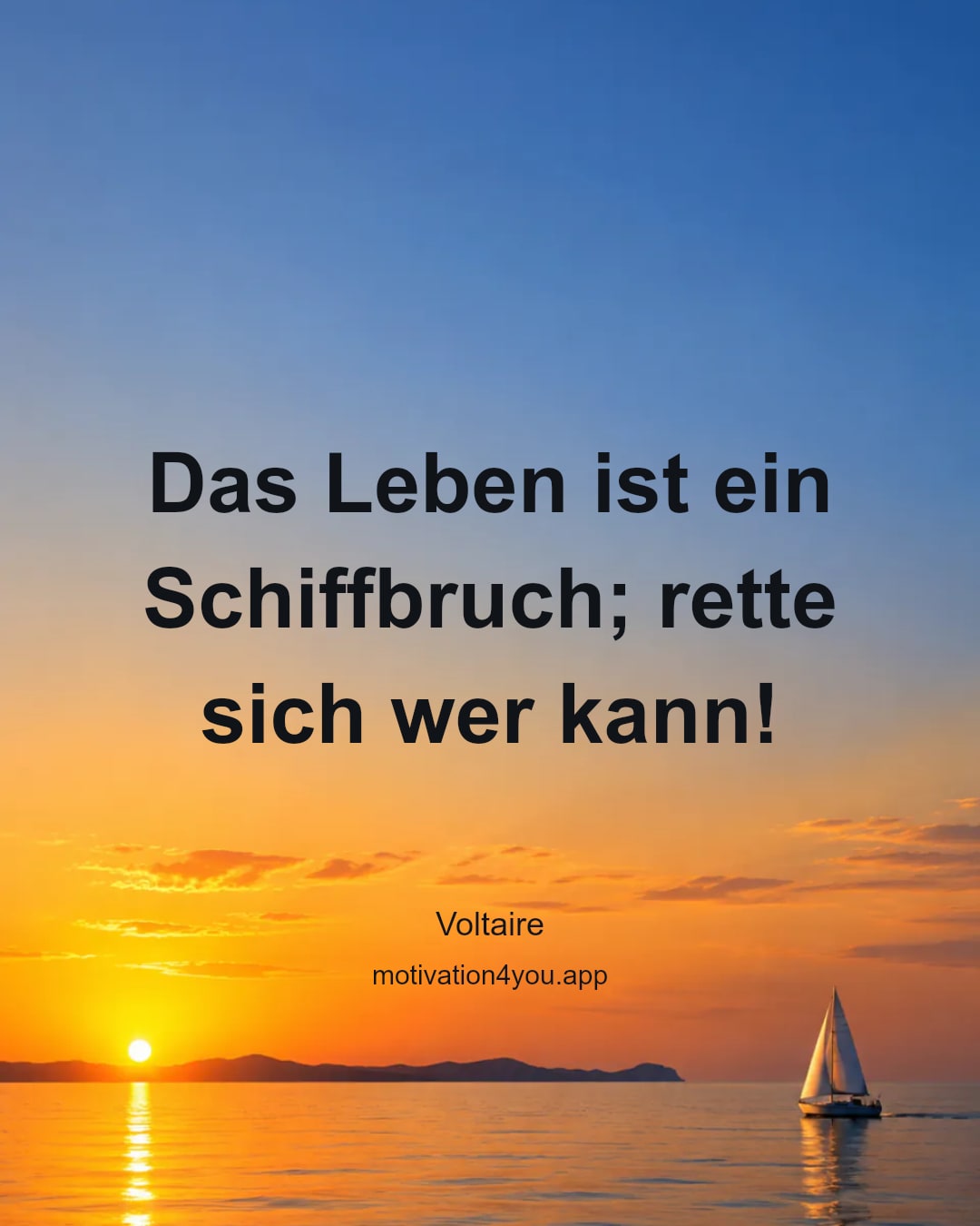 Das Leben ist ein Schiffbruch; rette sich wer kann!