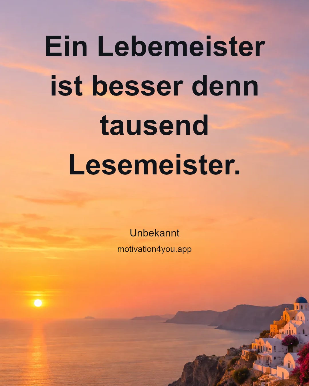 Ein Lebemeister ist besser denn tausend Lesemeister.