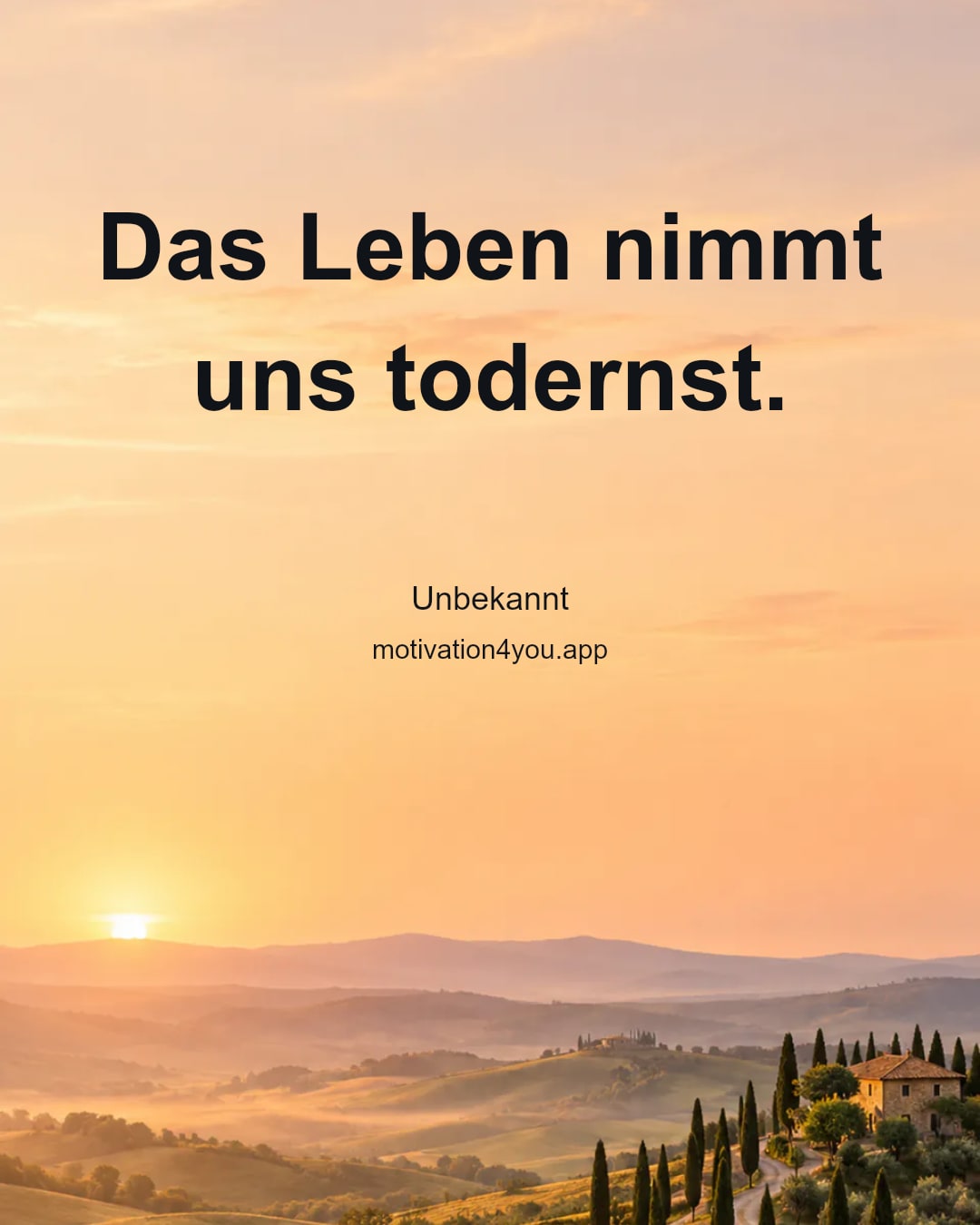 Das Leben nimmt uns todernst.