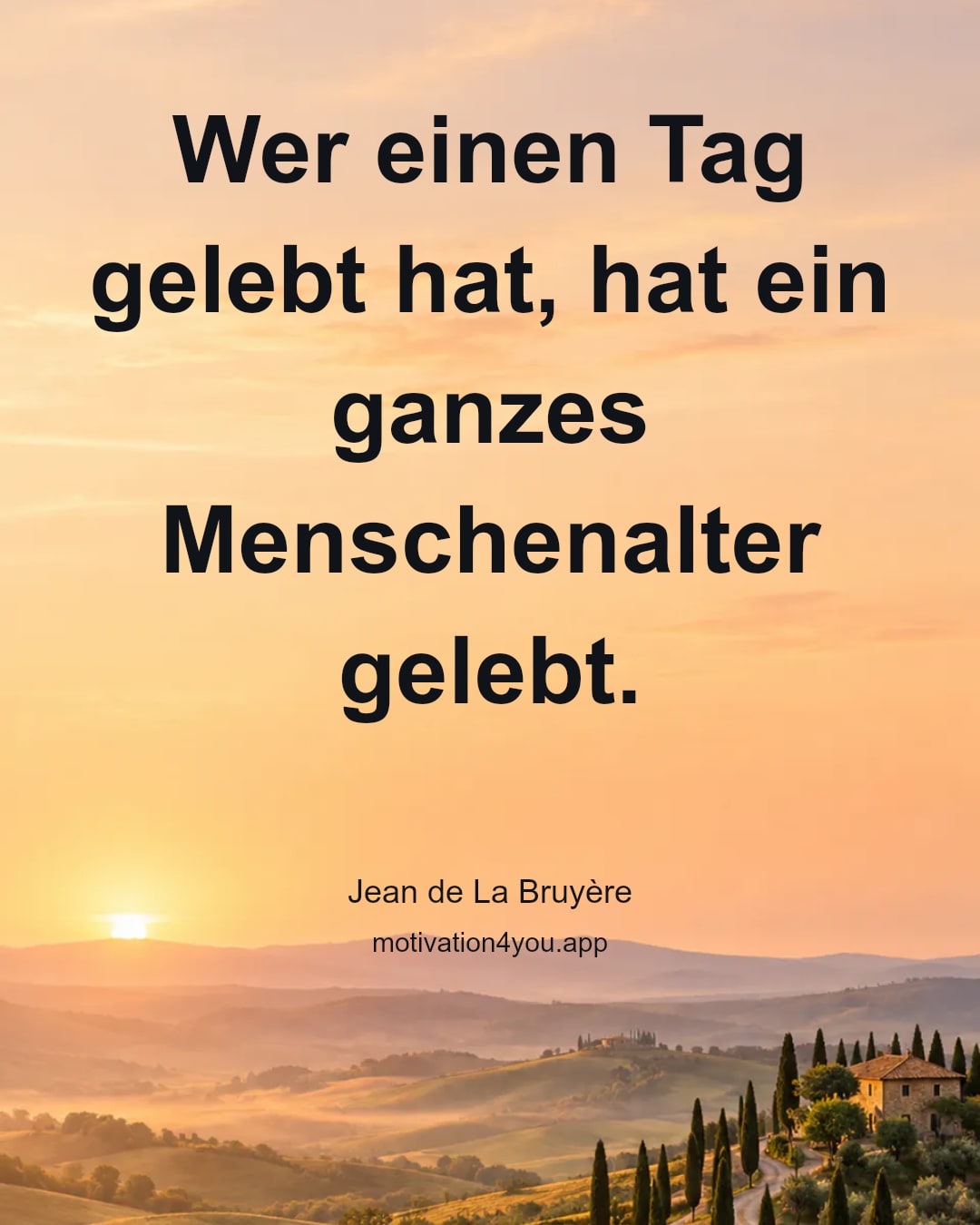 Wer einen Tag gelebt hat, hat ein ganzes Menschenalter gelebt.