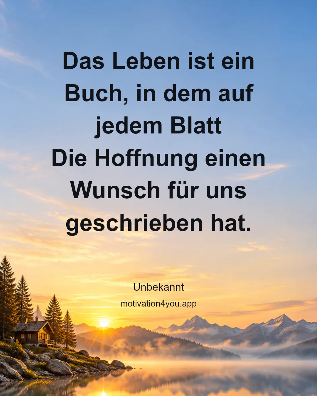 Das Leben ist ein Buch, in dem auf jedem Blatt
Die Hoffnung einen Wunsch für uns geschrieben hat.