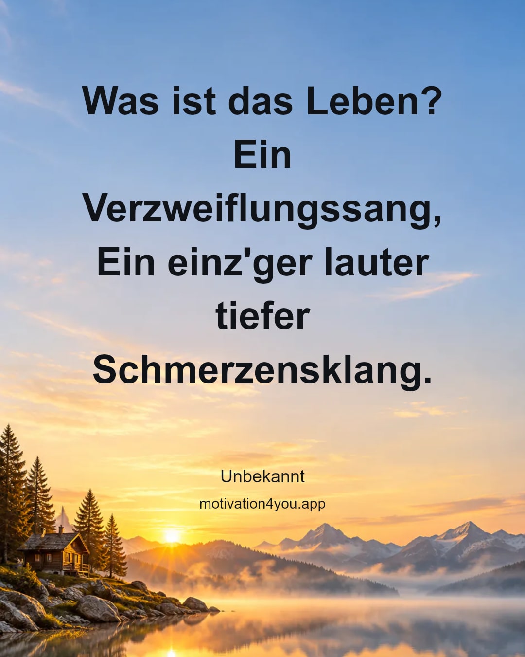 Was ist das Leben? Ein Verzweiflungssang,
Ein einz'ger lauter tiefer Schmerzensklang.