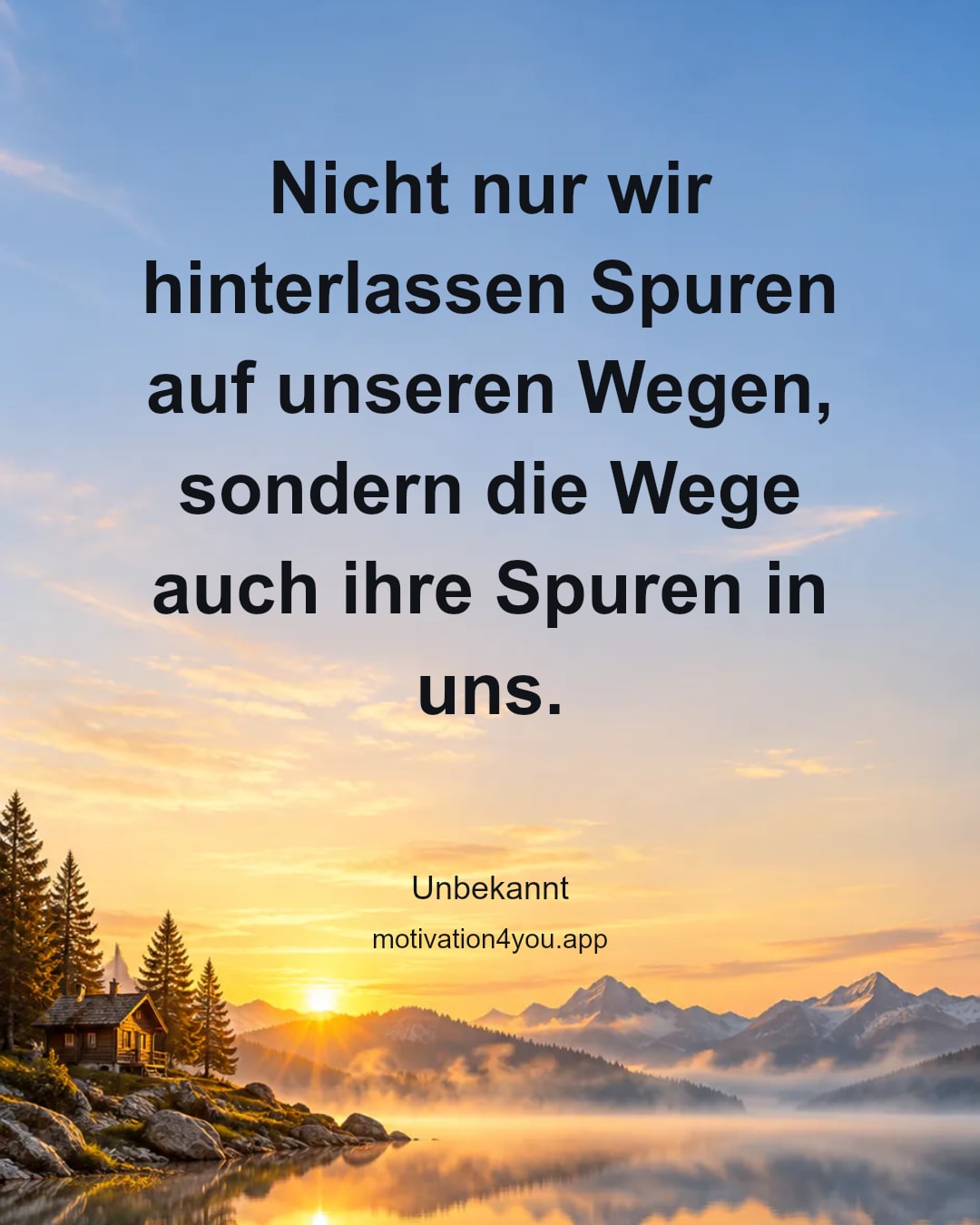 Nicht nur wir hinterlassen Spuren auf unseren Wegen,
sondern die Wege auch ihre Spuren in uns.