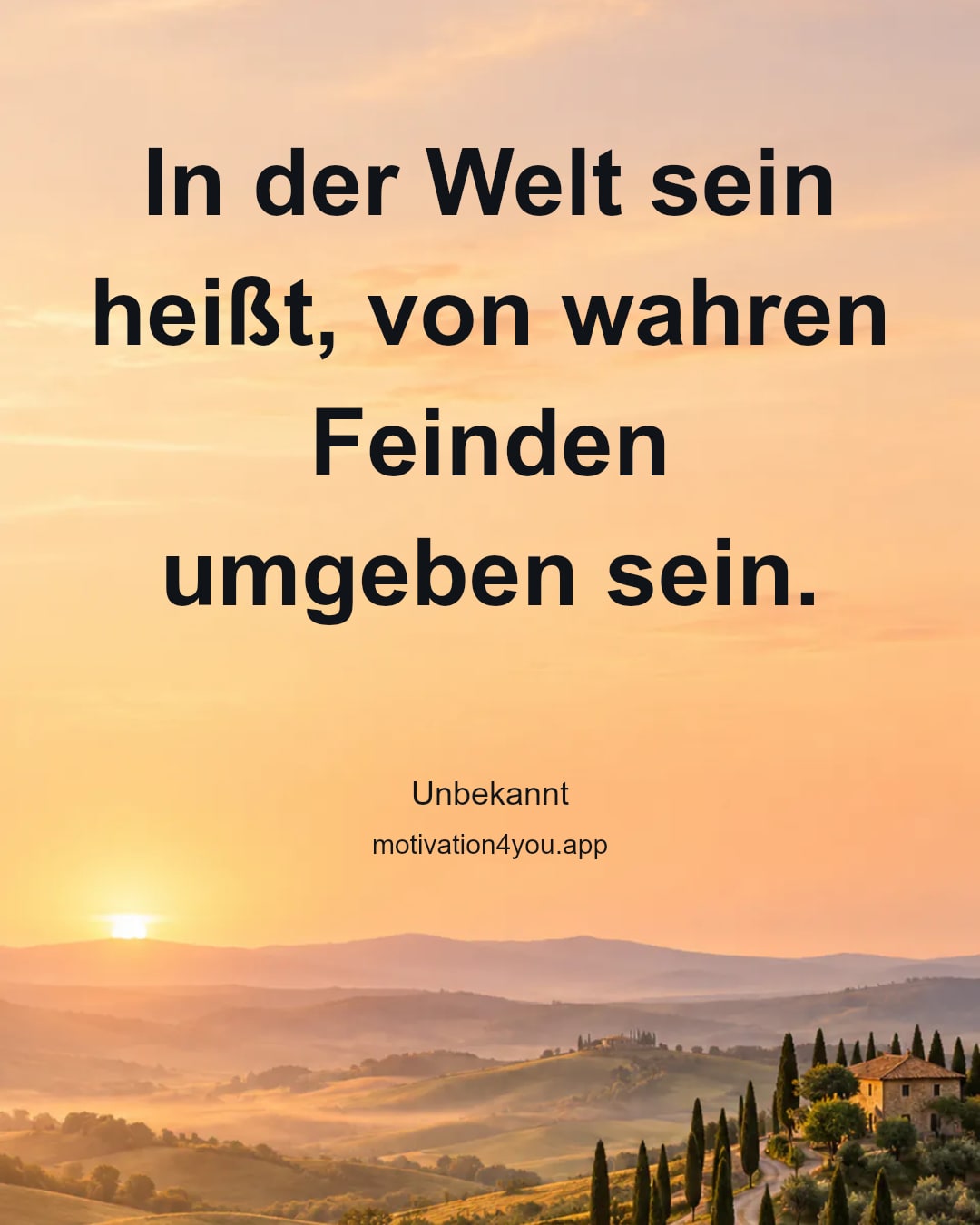In der Welt sein heißt, von wahren Feinden umgeben sein.