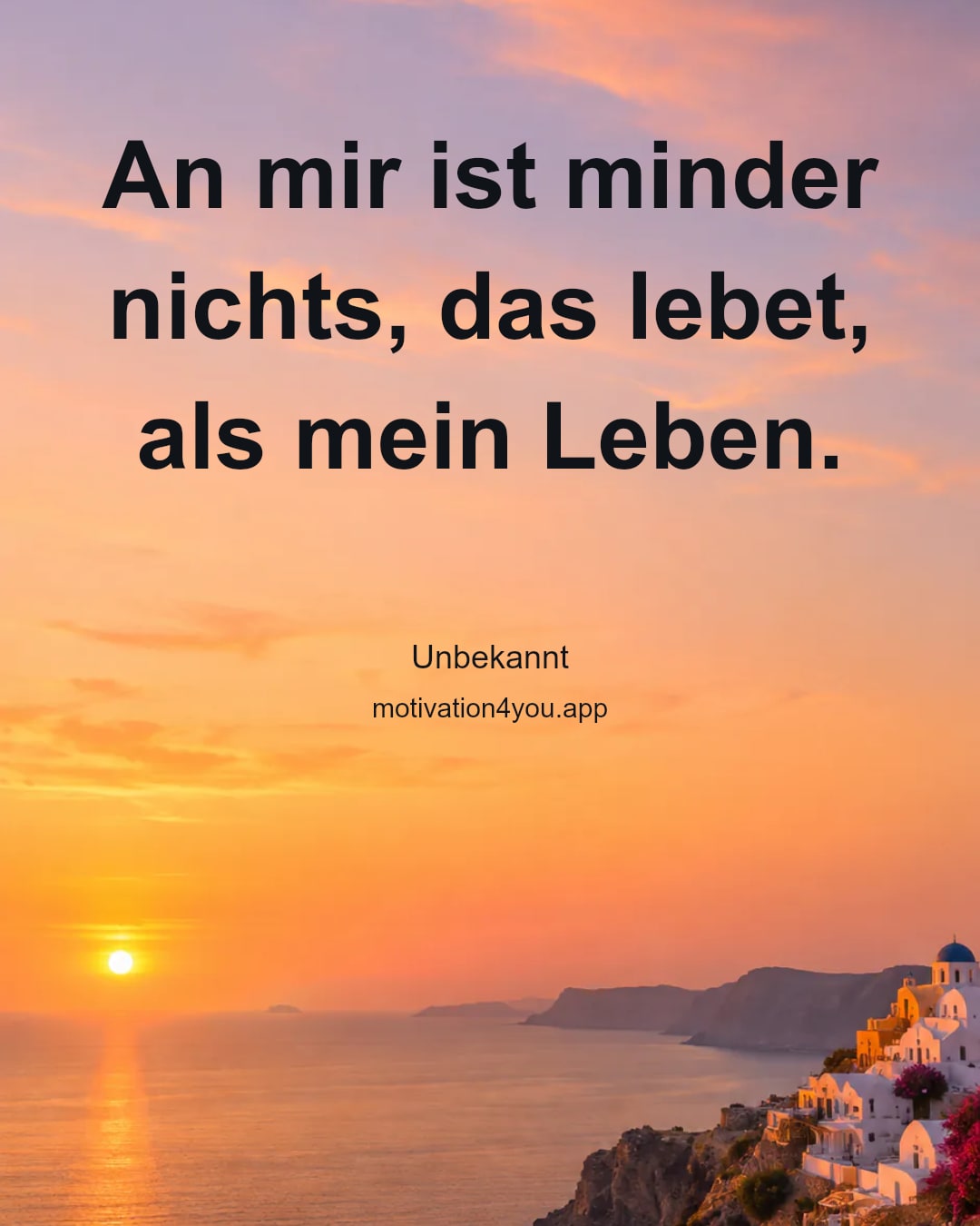 An mir ist minder nichts, das lebet, als mein Leben.