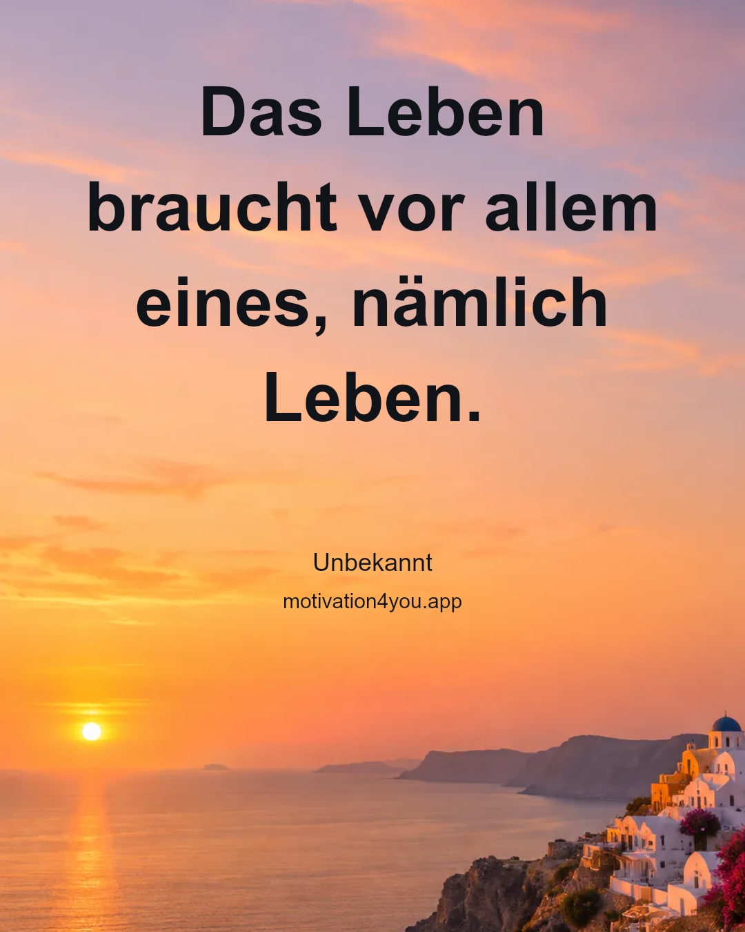 Das Leben braucht vor allem eines, nämlich Leben.