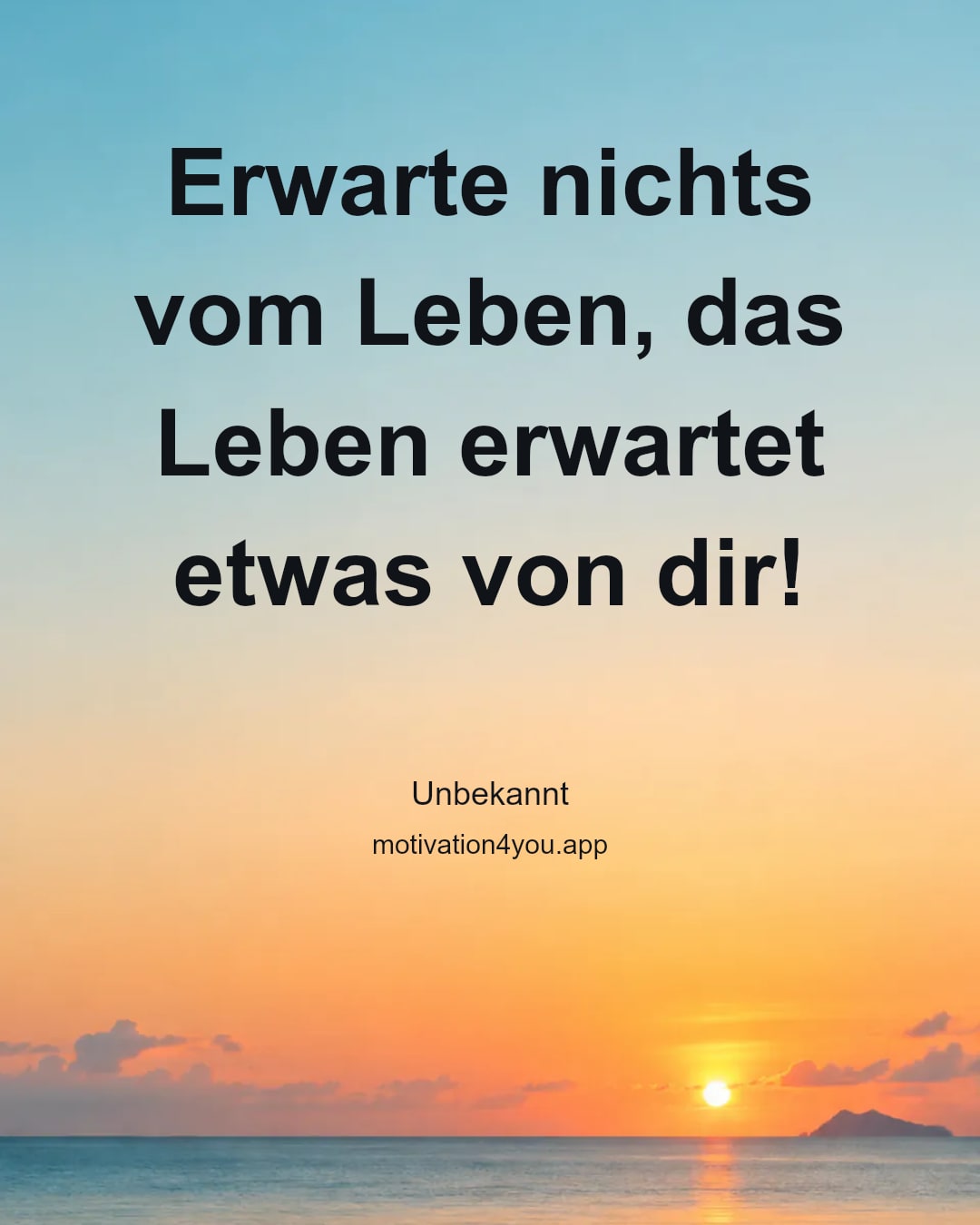 Erwarte nichts vom Leben, das Leben erwartet etwas von dir!