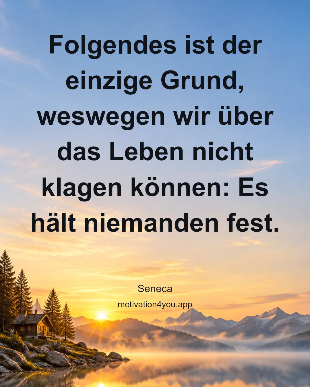Folgendes ist der einzige Grund, weswegen wir über das Leben nicht klagen können: Es hält niemanden fest.