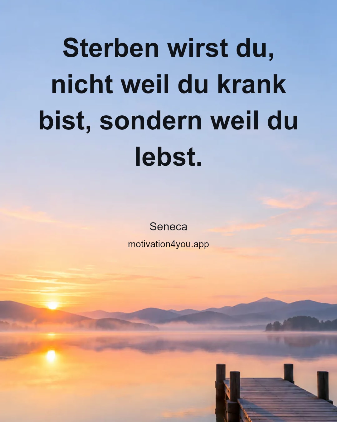 Sterben wirst du, nicht weil du krank bist, sondern weil du lebst.