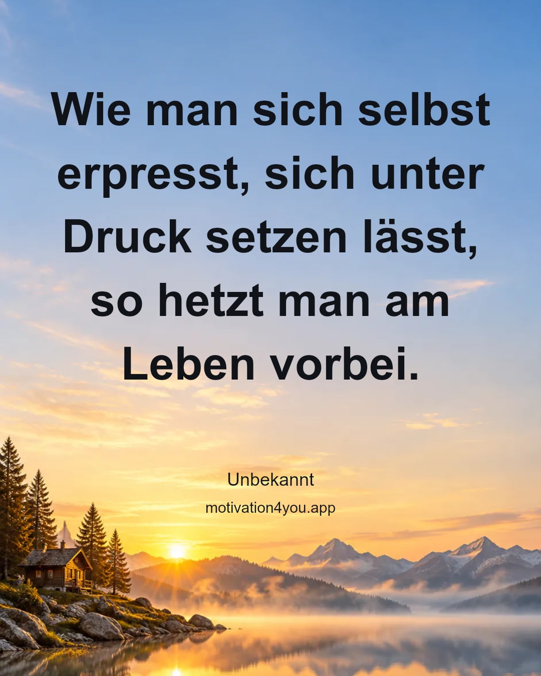 Wie man sich selbst erpresst, sich unter Druck setzen lässt, so hetzt man am Leben vorbei.
