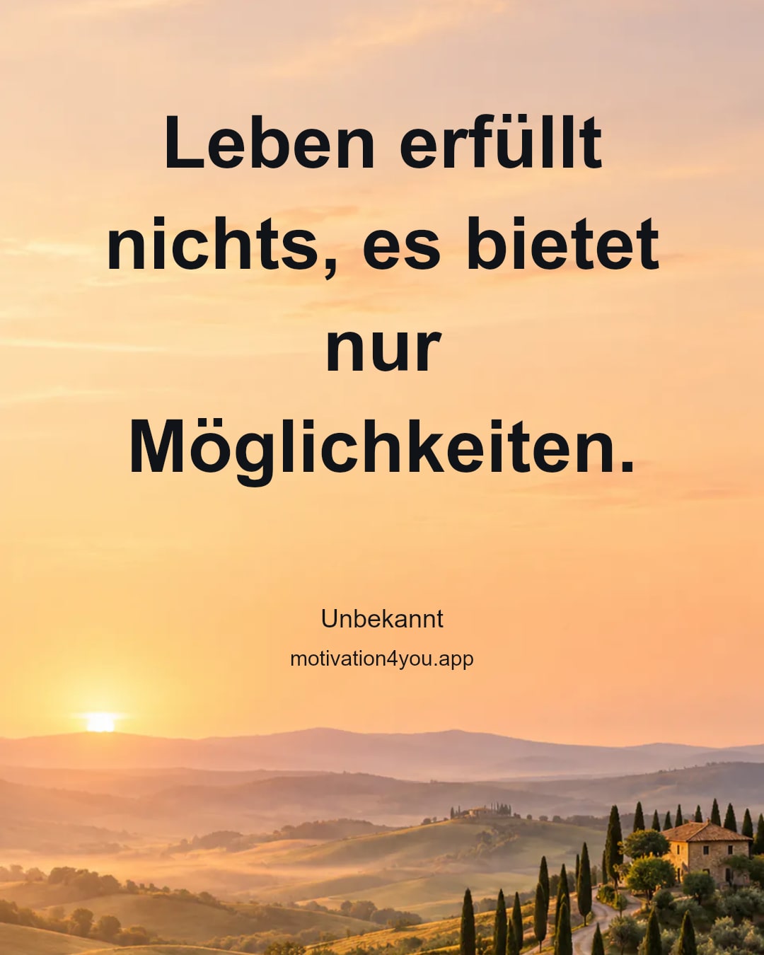Leben erfüllt nichts, es bietet nur Möglichkeiten.
