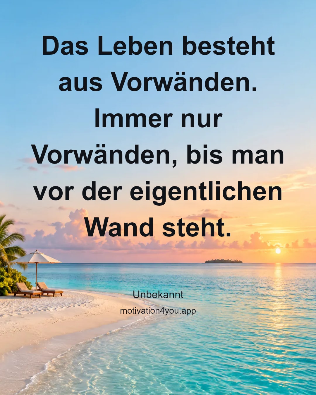 Das Leben besteht aus Vorwänden. Immer nur Vorwänden, bis man vor der eigentlichen Wand steht.