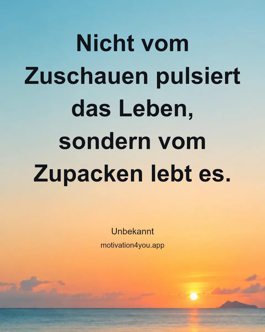 Nicht vom Zuschauen pulsiert das Leben, sondern vom Zupacken lebt es.