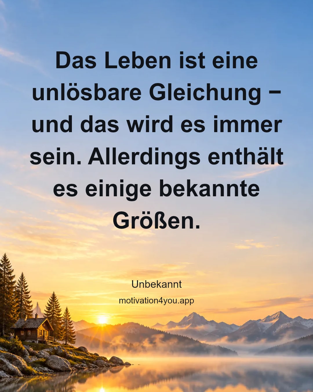 Das Leben ist eine unlösbare Gleichung − und das wird es immer sein. Allerdings enthält es einige bekannte Größen.