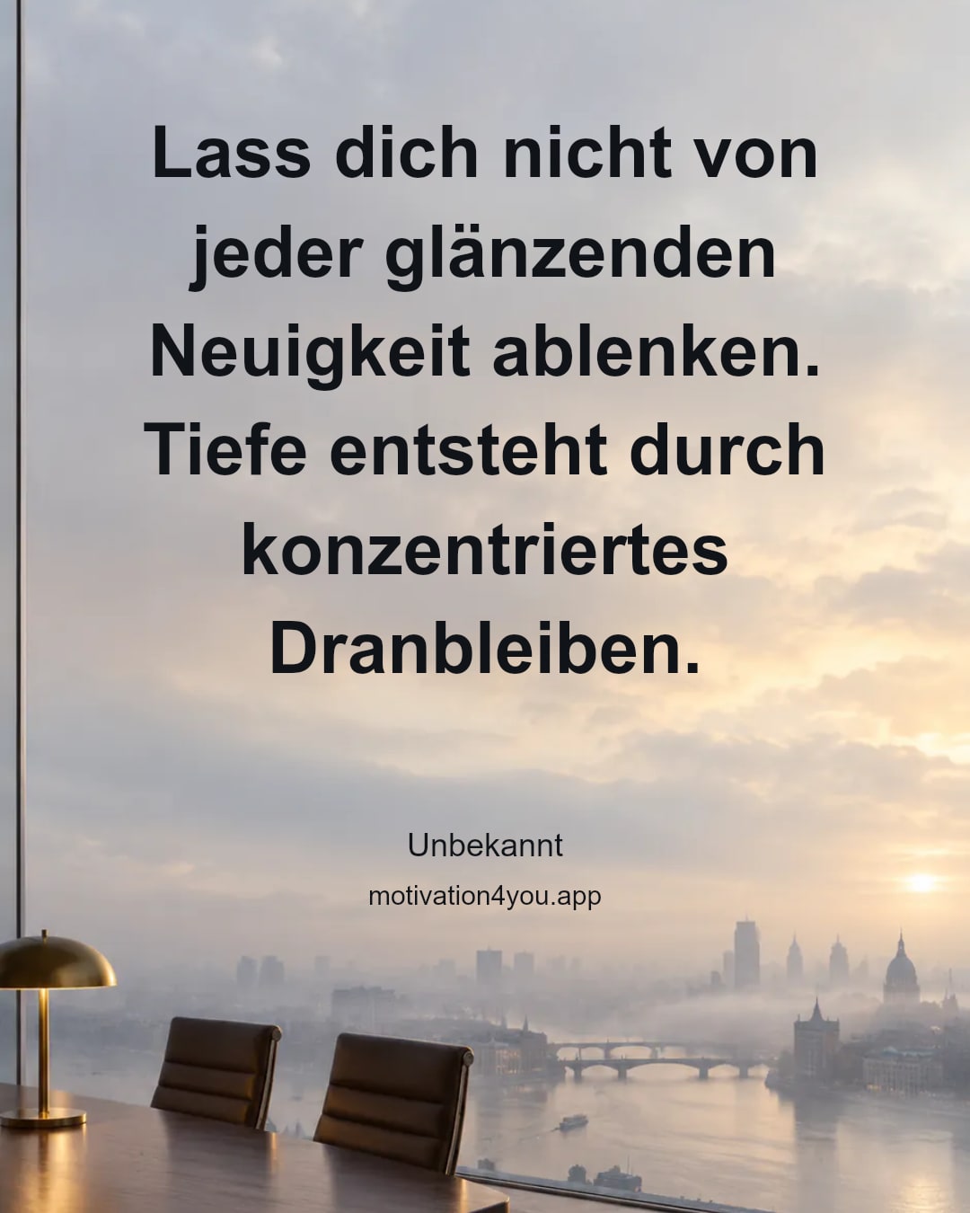 Lass dich nicht von jeder glänzenden Neuigkeit ablenken. Tiefe entsteht durch konzentriertes Dranbleiben.