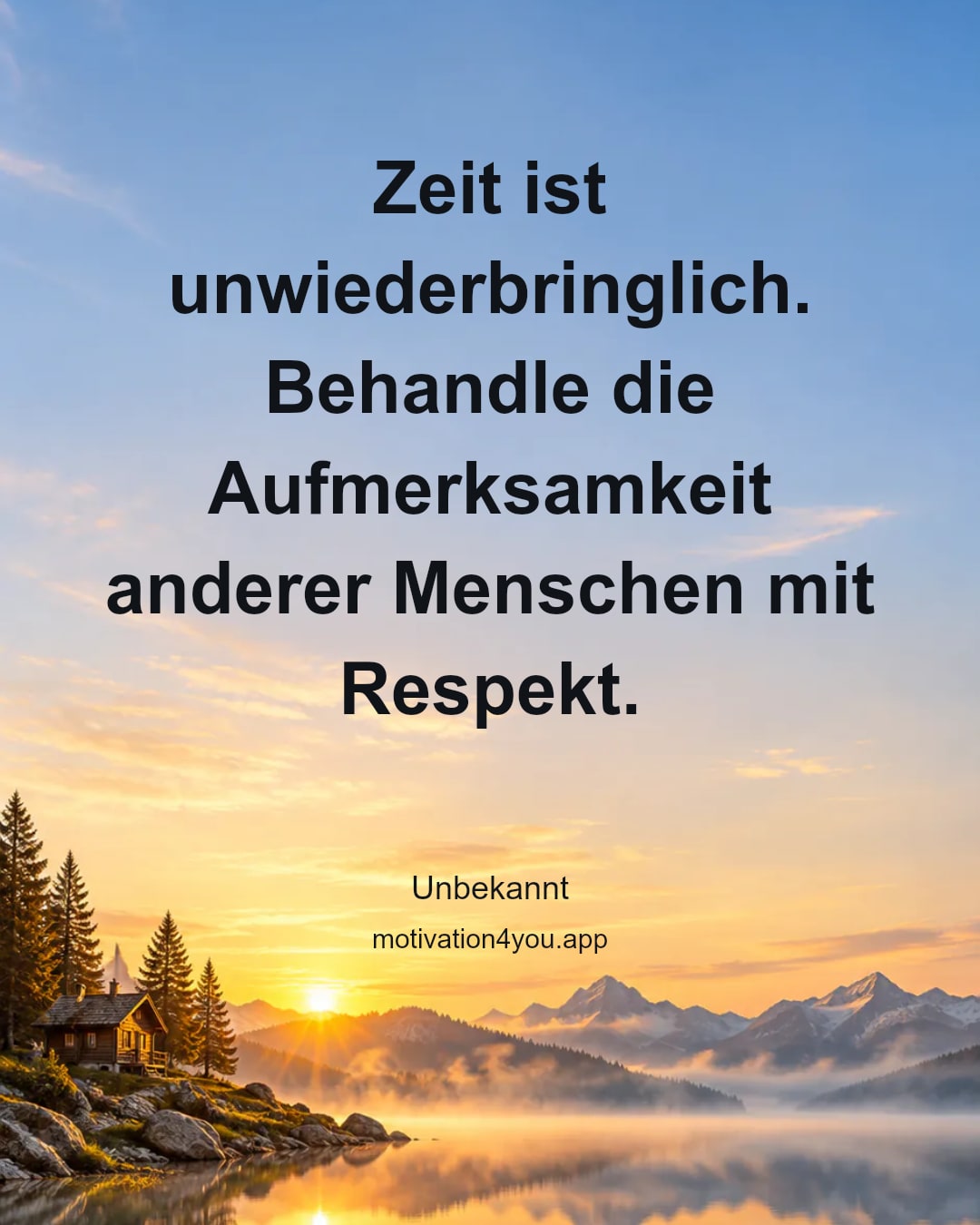 Zeit ist unwiederbringlich. Behandle die Aufmerksamkeit anderer Menschen mit Respekt.