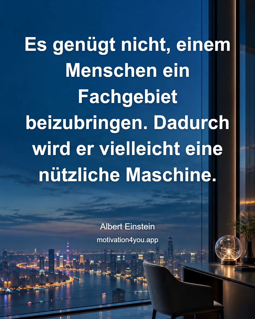 Es genügt nicht, einem Menschen ein Fachgebiet beizubringen. Dadurch wird er vielleicht eine nützliche Maschine.