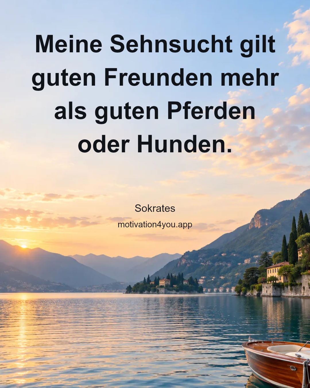 Meine Sehnsucht gilt guten Freunden mehr als guten Pferden oder Hunden.