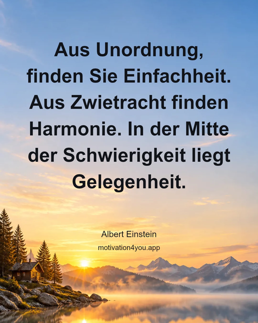 Aus Unordnung, finden Sie Einfachheit. Aus Zwietracht finden Harmonie. In der Mitte der Schwierigkeit liegt Gelegenheit.