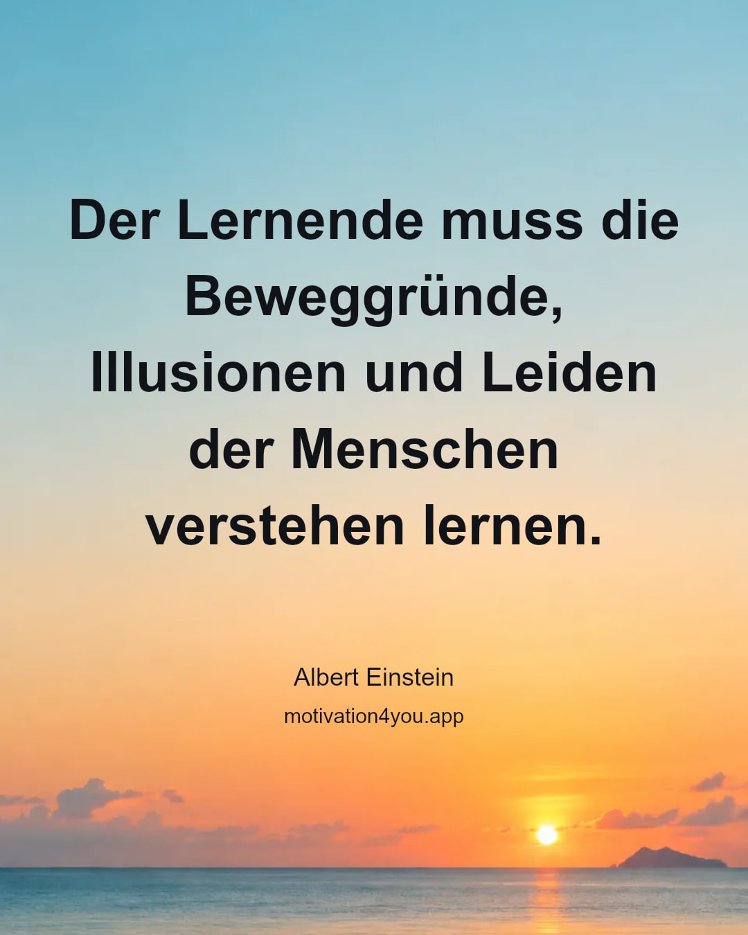 Der Lernende muss die Beweggründe, Illusionen und Leiden der Menschen verstehen lernen.
