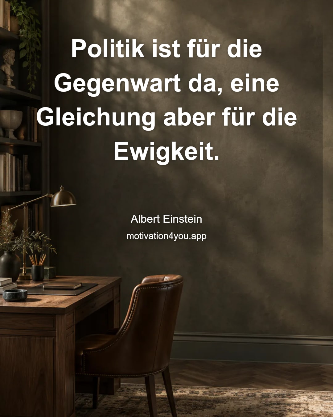 Politik ist für die Gegenwart da, eine Gleichung aber für die Ewigkeit.