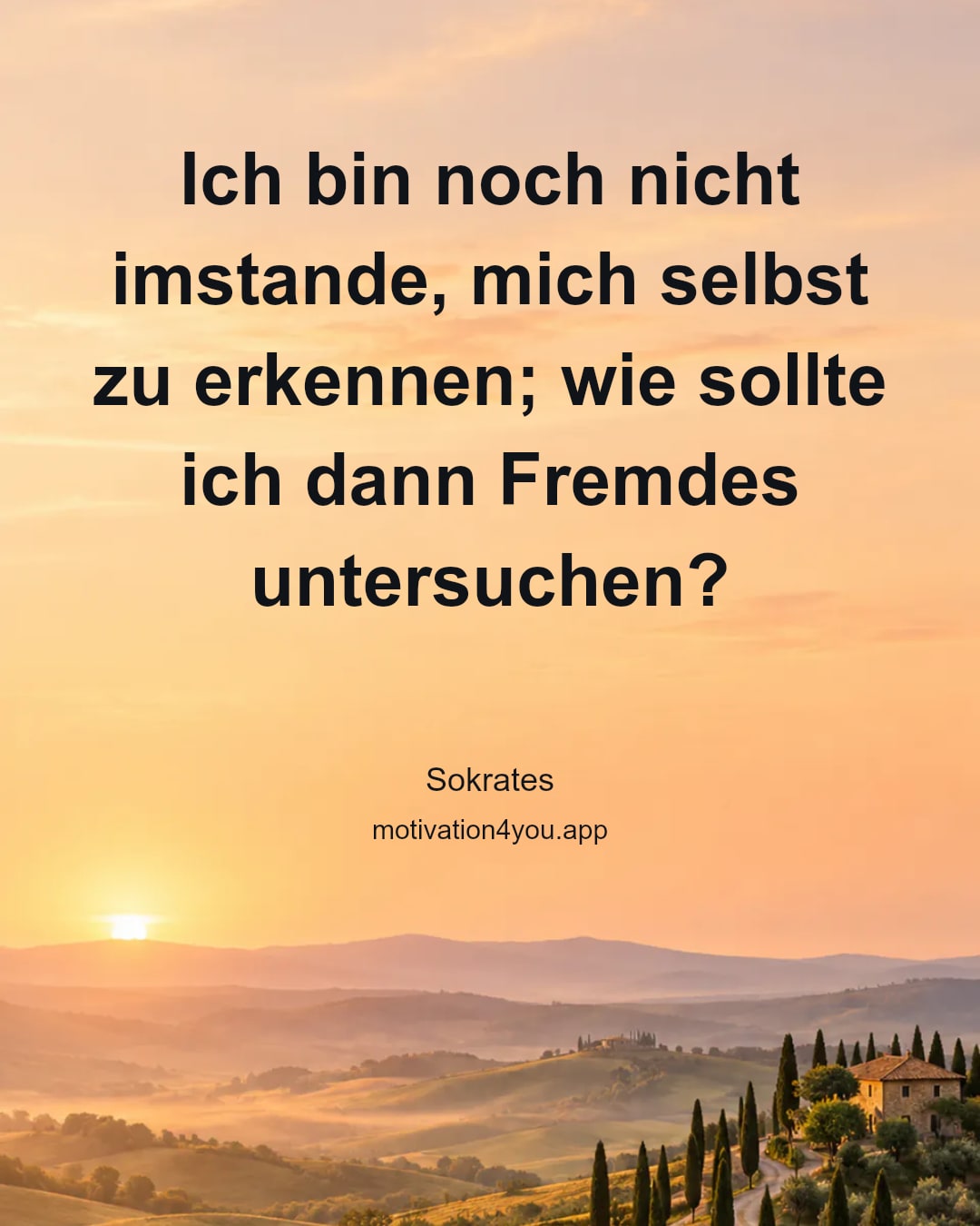 Ich bin noch nicht imstande, mich selbst zu erkennen; wie sollte ich dann Fremdes untersuchen?