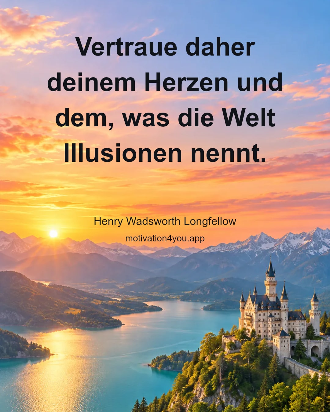 Vertraue daher deinem Herzen und dem, was die Welt Illusionen nennt.