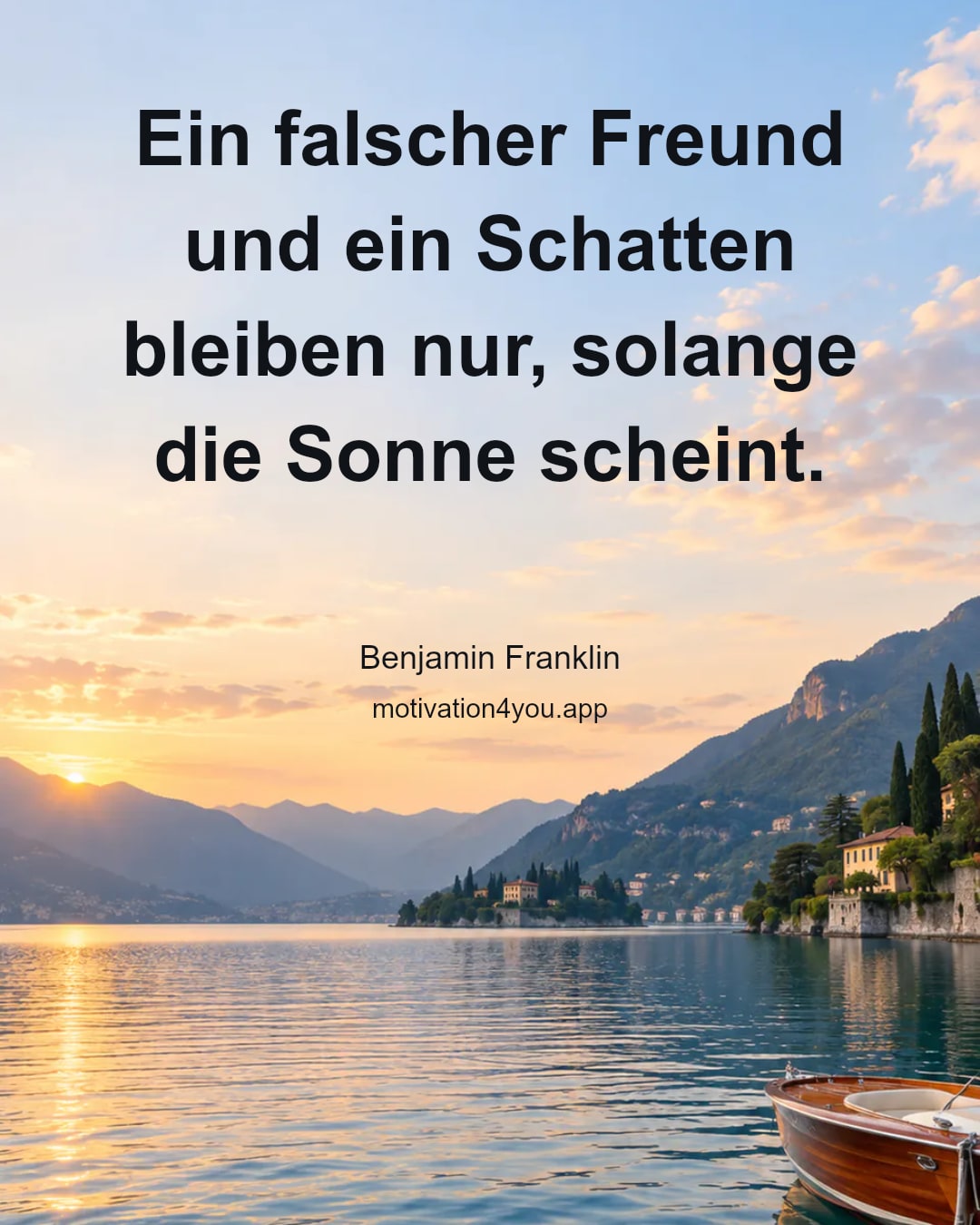 Ein falscher Freund und ein Schatten bleiben nur, solange die Sonne scheint.