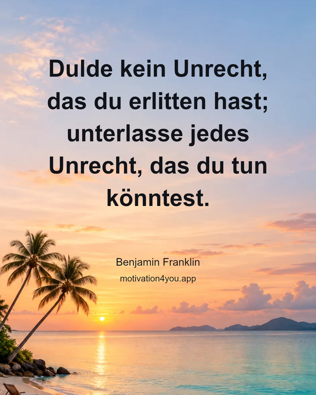 Dulde kein Unrecht, das du erlitten hast; unterlasse jedes Unrecht, das du tun könntest.