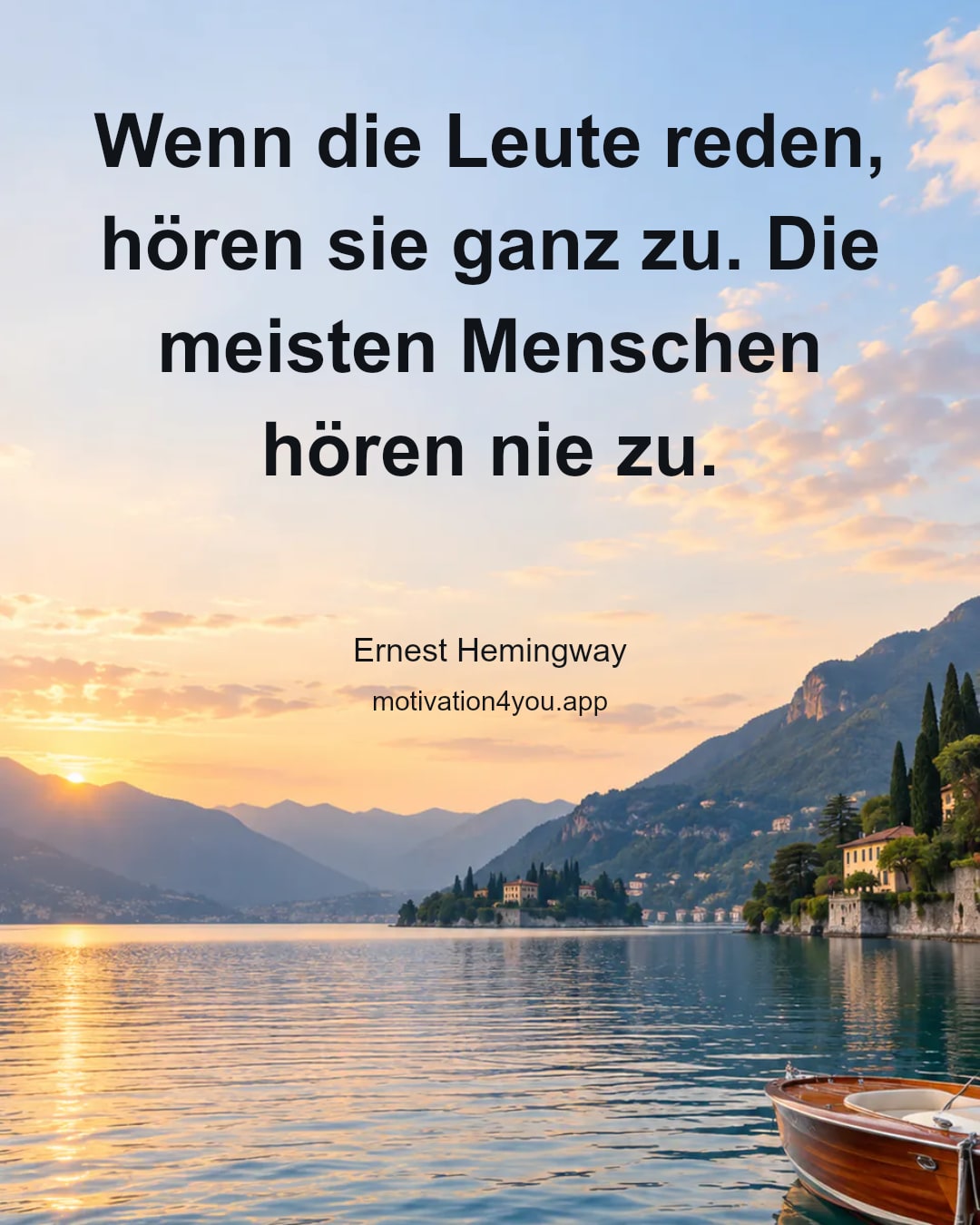 Wenn die Leute reden, hören sie ganz zu. Die meisten Menschen hören nie zu.