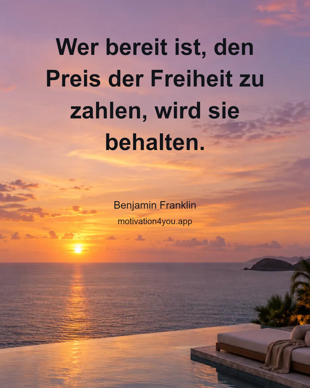 Wer bereit ist, den Preis der Freiheit zu zahlen, wird sie behalten.