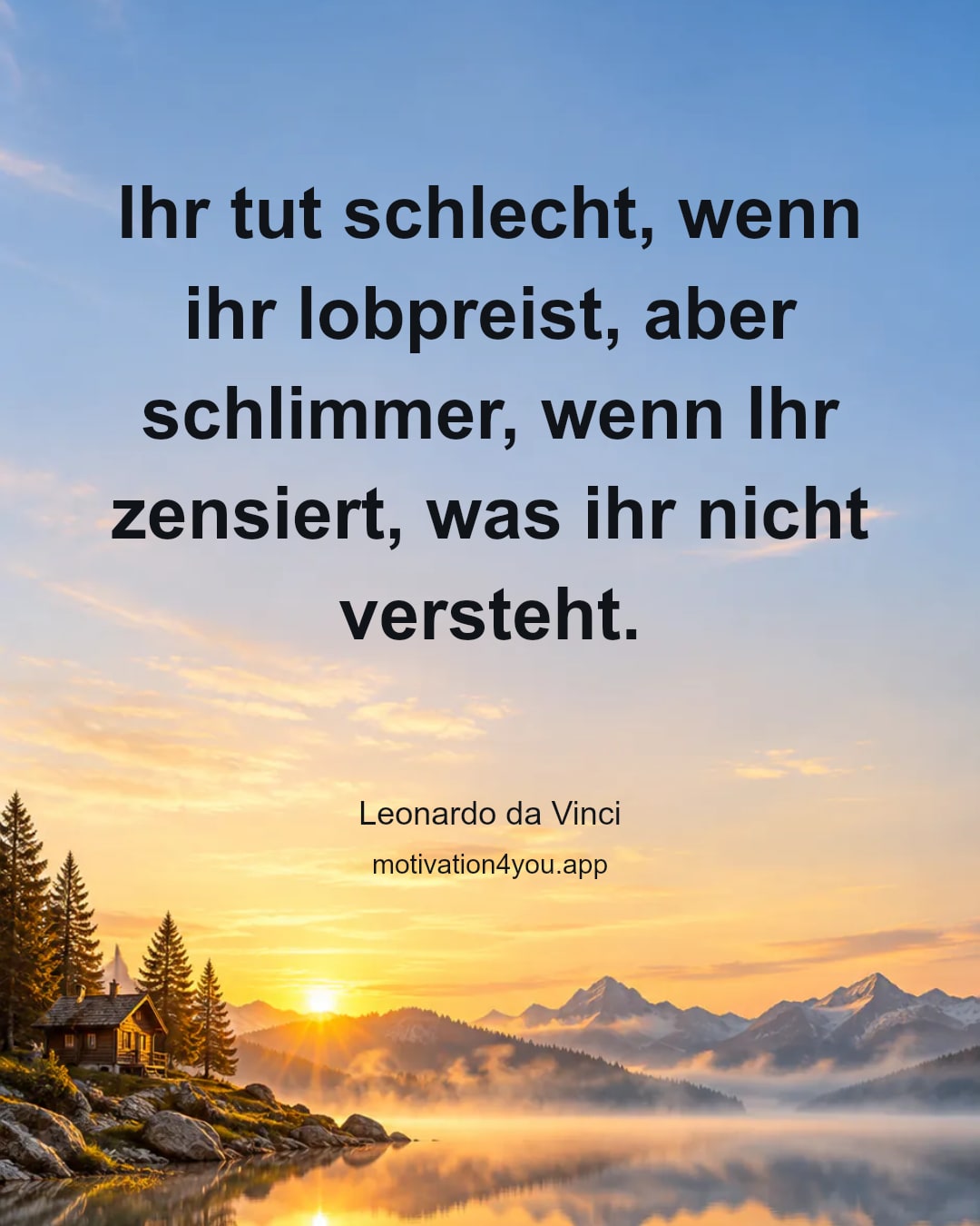 Ihr tut schlecht, wenn ihr lobpreist, aber schlimmer, wenn Ihr zensiert, was ihr nicht versteht.