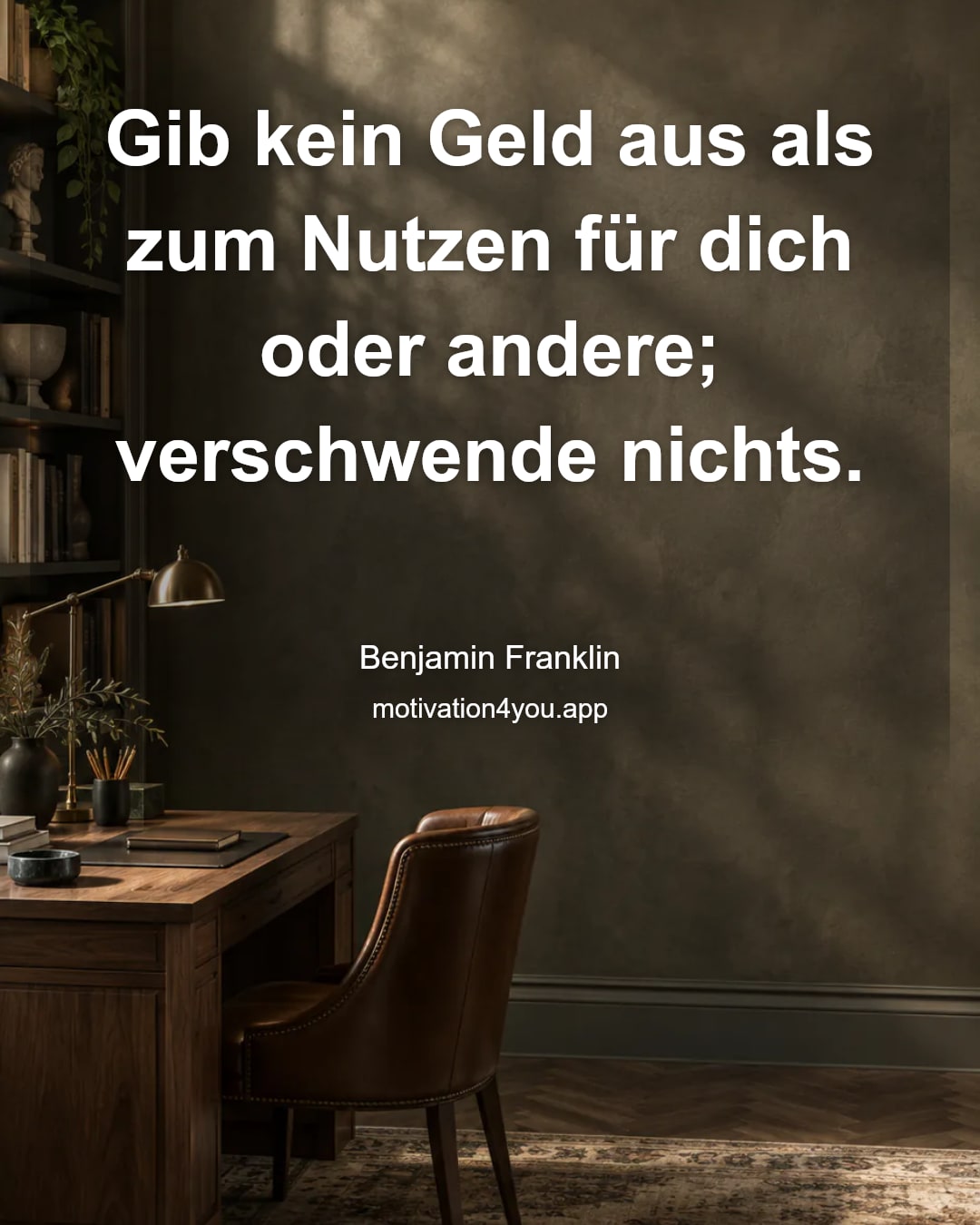 Gib kein Geld aus als zum Nutzen für dich oder andere; verschwende nichts.