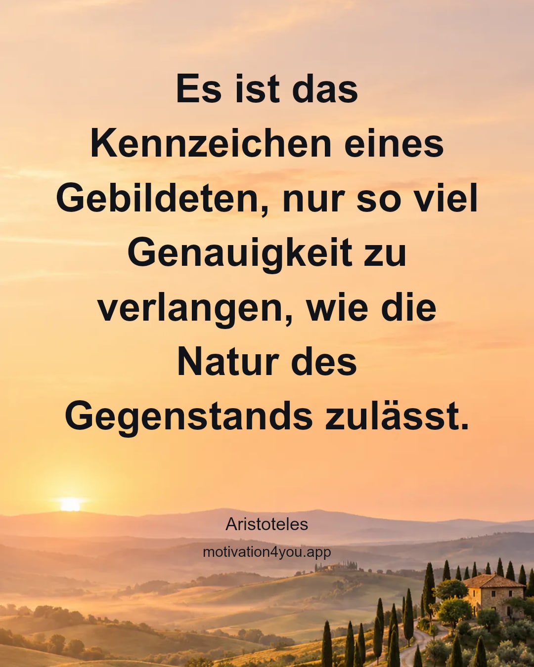 Es ist das Kennzeichen eines Gebildeten, nur so viel Genauigkeit zu verlangen, wie die Natur des Gegenstands zulässt.