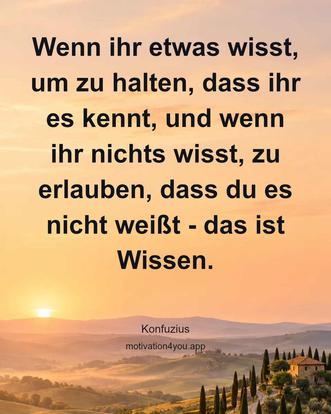 Wenn ihr etwas wisst, um zu halten, dass ihr es kennt, und wenn ihr nichts wisst, zu erlauben, dass du es nicht weißt - das ist Wissen.