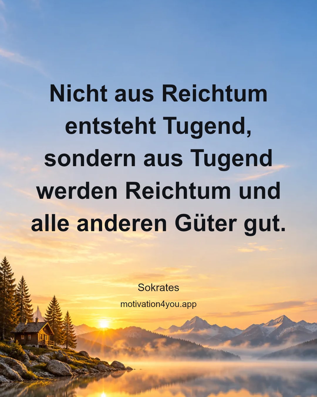 Nicht aus Reichtum entsteht Tugend, sondern aus Tugend werden Reichtum und alle anderen Güter gut.