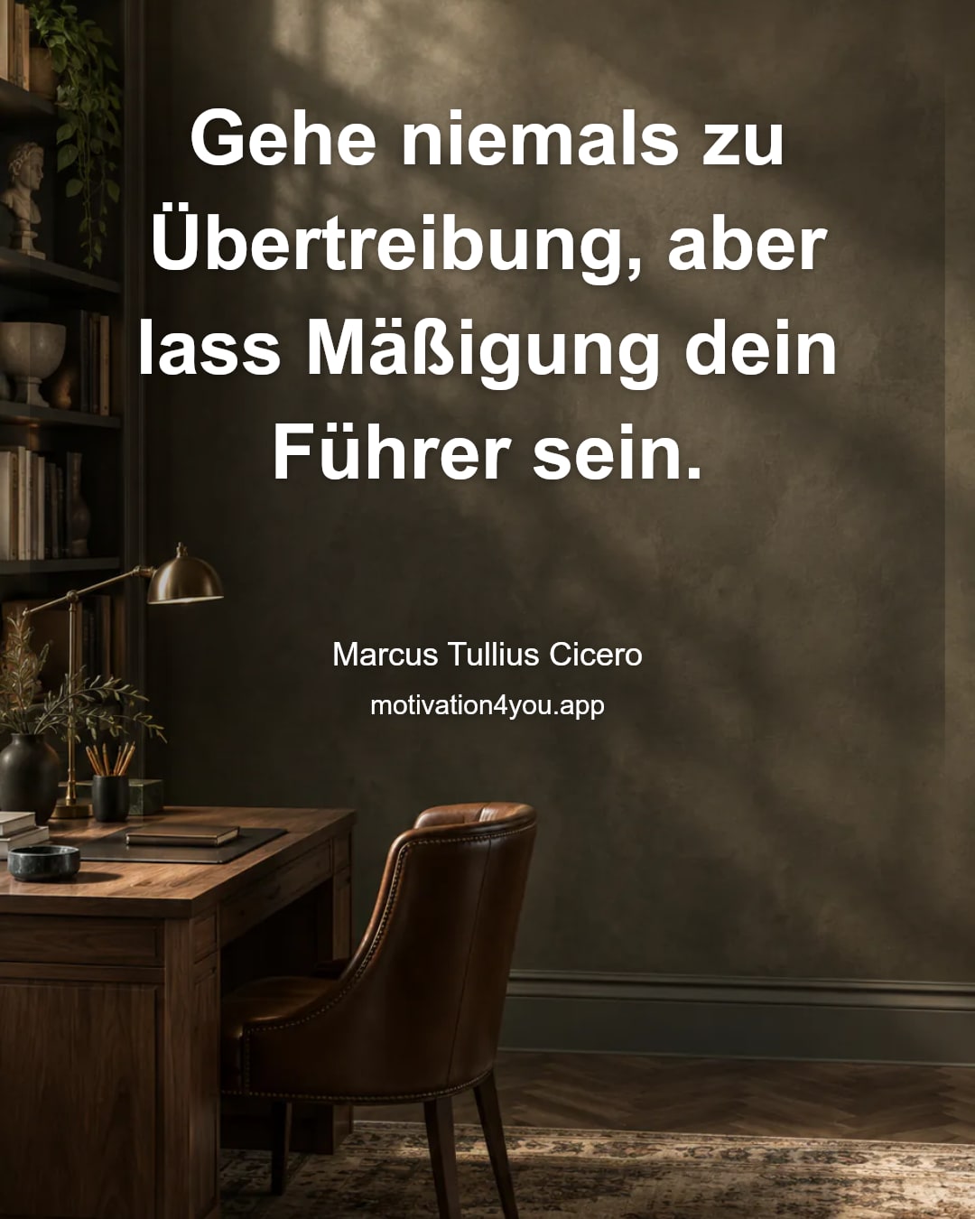 Gehe niemals zu Übertreibung, aber lass Mäßigung dein Führer sein.