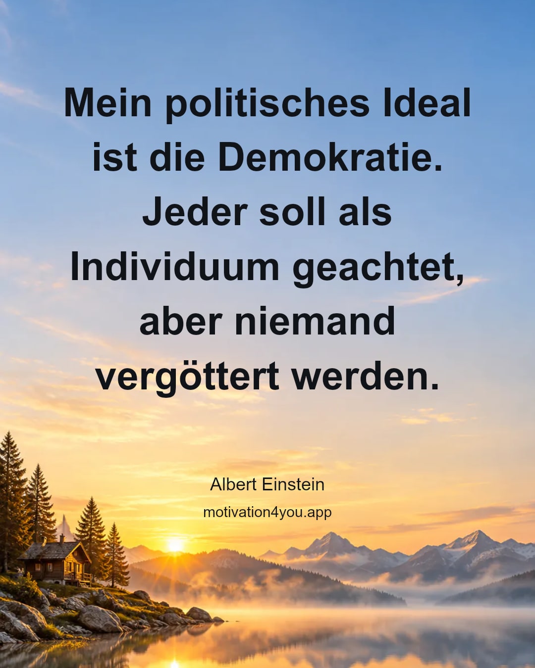 Mein politisches Ideal ist die Demokratie. Jeder soll als Individuum geachtet, aber niemand vergöttert werden.
